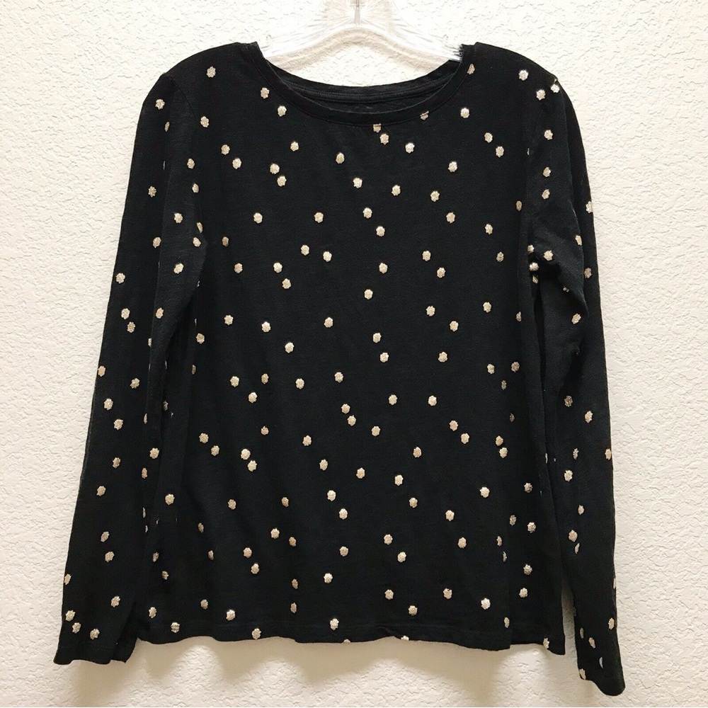 Biden Women’s Small Black Gold Glitter Polka Dot Sleeve Scoop Neck